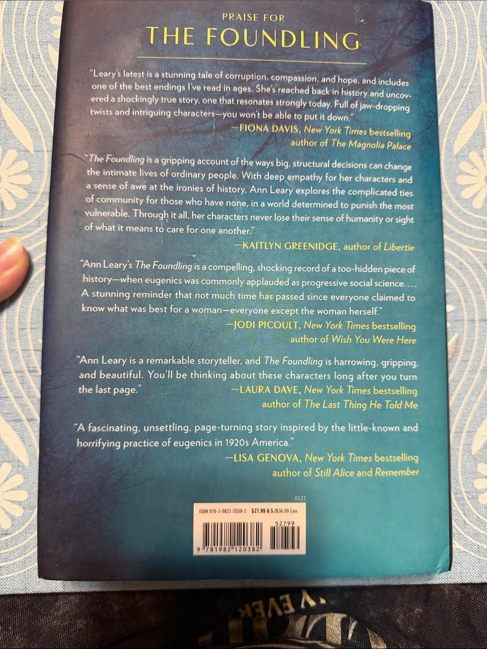 Historical Fiction Hardcover book: Foundling by Ann Leary